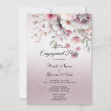 Modern rosa vit blomster bröllopsinbjudan