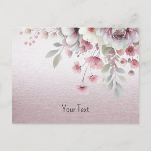 Modern rosa vit blomster postkort vykort