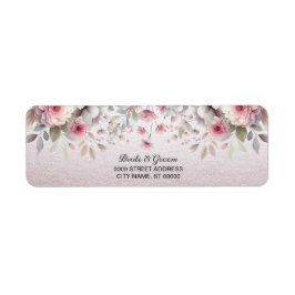 Modern rosa vit blomster returadressetikett returadress etikett