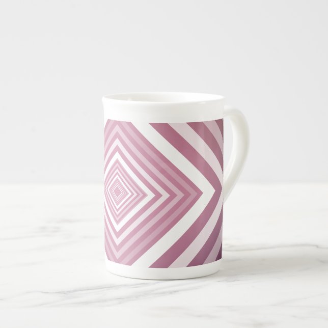 Modern Rosa & vit graderingsruta Benporslin Mugg (Framsida höger)