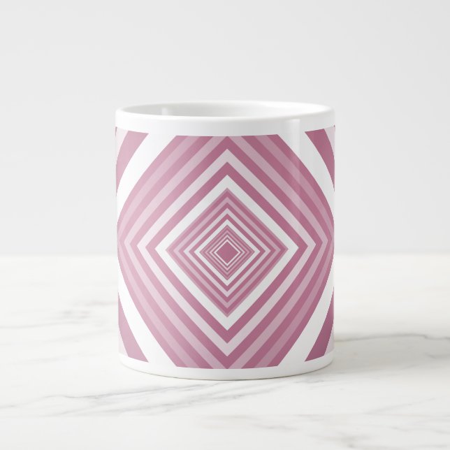 Modern Rosa & vit graderingsruta Jumbo Mugg (Framsidan)