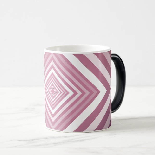 Modern Rosa & vit graderingsruta Magisk Mugg (Framsida höger)