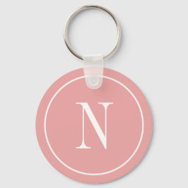 Modern rosa & vit monogram initial nyckelring