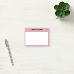 Modern Rosa, vit och svart Chic Post-it Block