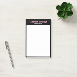 Modern Rosa, vit och svart Chic Post-it Block