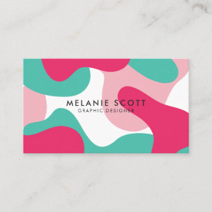 Modern rosa vit teal abstrakt mönster minimalist visitkort