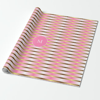 Modern Rosa Vita och Guld Rand jul Presentpapper