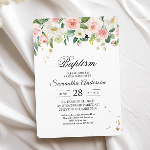 Modern Rosa Watercolor Beauty Flowers & Guld Dropp Inbjudningar