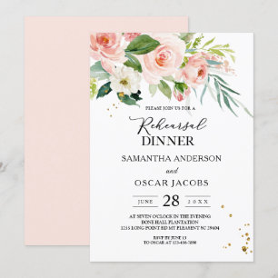 Modern Rosa Watercolor Beauty Flowers & Löv Inbjudningar