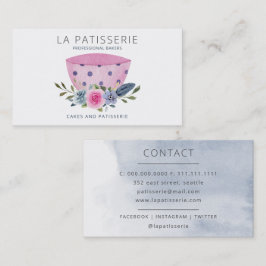 Modern Rosa Watercolor Blommigt Bakery Pastry Chef Visitkort