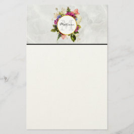 Modern Rosa Watercolor Blommigt Bouquet Monogram Brevpapper