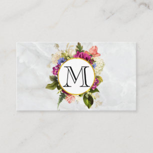 Modern Rosa Watercolor Blommigt Bouquet Monogram Visitkort