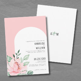 Modern  Rosa Watercolor Blommigt Bröllop Inbjudningar