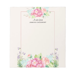 Modern Rosa Watercolor Blommigt Ram Anteckningsblock