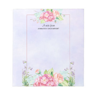 Modern Rosa Watercolor Blommigt Ram Anteckningsblock