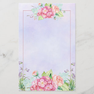 Modern Rosa Watercolor Blommigt Ram Brevpapper