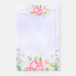 Modern Rosa Watercolor Blommigt Ram Post-it Block