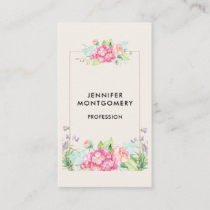 Modern Rosa Watercolor Blommigt Ram Visitkort