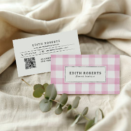 Modern Rosa Watercolor Buffalo Play QR CODE Visitkort