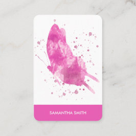 Modern Rosa Watercolor Butterfly Artist Visitkort