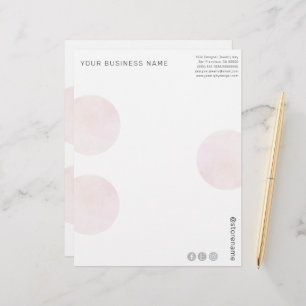 Modern Rosa Watercolor Circles Business Brevhuvud