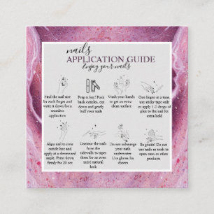Modern Rosa Watercolor in Nagel Application Guide Fyrkantigt Visitkort