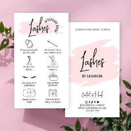 Modern Rosa Watercolor Lash Extensions Efterbehand Visitkort