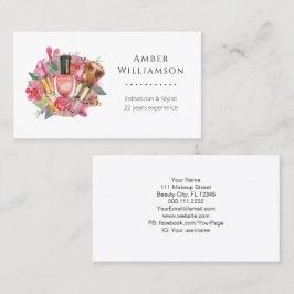 Modern Rosa Watercolor Makeup Artist Girly Chic Visitkort
