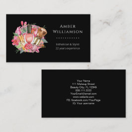 Modern Rosa Watercolor Makeup Artist Girly Chic Visitkort