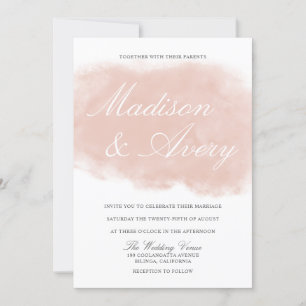 Modern Rosa Watercolor Stänk Bröllop Inbjudningar
