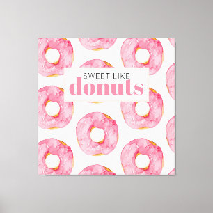 Modern Rosa Watercolor Sweet as like Donuts Quote Canvastryck