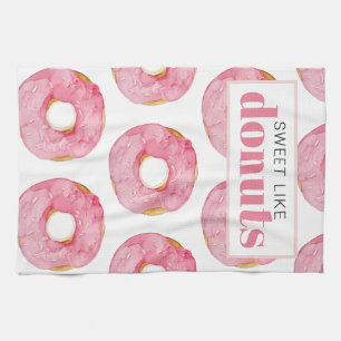 Modern Rosa Watercolor Sweet as like Donuts Quote Kökshandduk