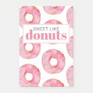 Modern Rosa Watercolor Sweet as like Donuts Quote Post-it Block