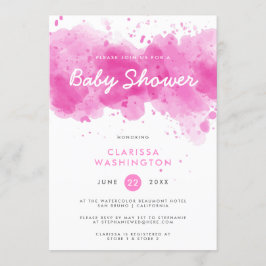 Modern Rosa Watercolor | Typografi - babyskor Inbjudningar