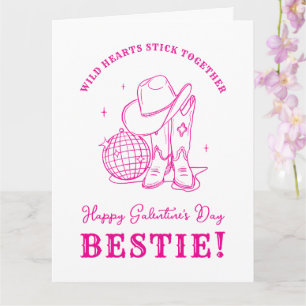 Modern Rosa Western Glad Galentine's Day Bff Kort