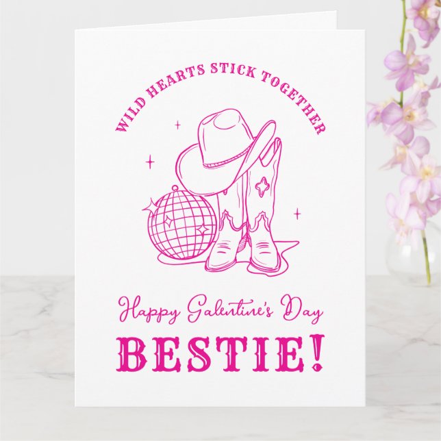 Modern Rosa Western Glad Galentine's Day Bff Kort (Orkide)
