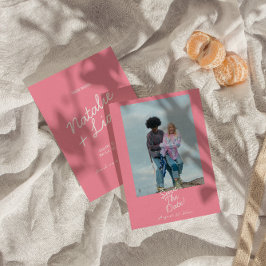 Modern Rosa Whimsisk Sommar Kul Foto Bröllop Spara Datumet