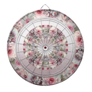 Modern Rosa White Blommigt Dartboard Darttavla