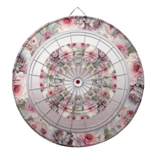 Modern Rosa White Blommigt Dartboard Darttavla