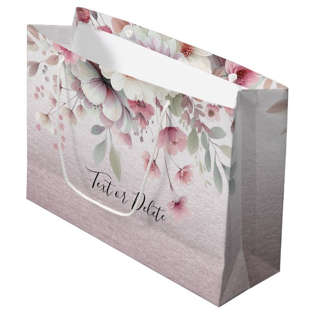 Modern Rosa White Blommigt Gift Bag (Framsidan Vinklad)