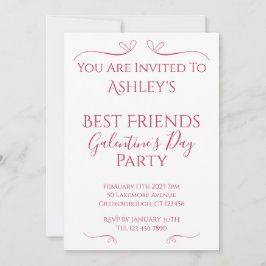 Modern Rosa White Galentine's Day Party Inbjudningar