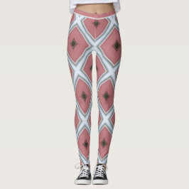Modern Rosa White Geometric Snyggt Mönster Leggings