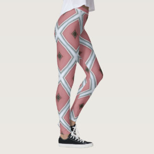 Modern Rosa White Geometric Snyggt Mönster Leggings