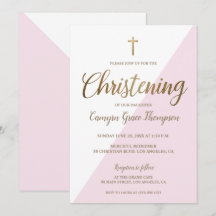 Modern Rosa White Guld Christening flicka