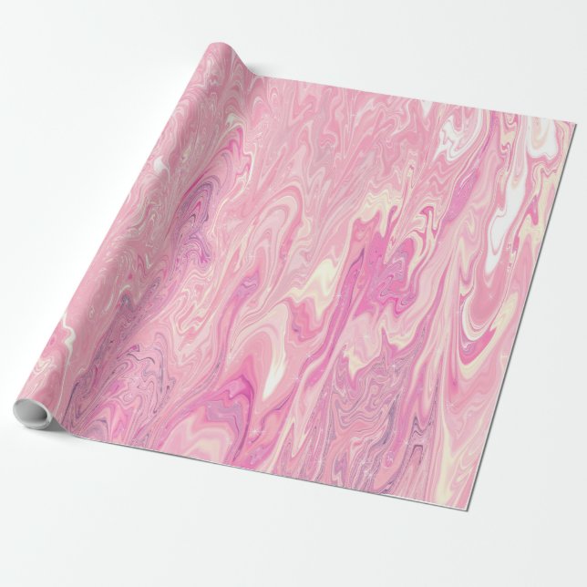 Modern rosa White Marbling Paint Abstract Design Presentpapper (Utrullad)