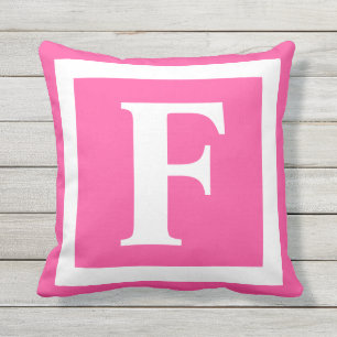 Modern Rosa White Monogram Initial Kudde