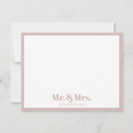Modern Rosa White Mr. och Mrs. Ditt efternamn Anteckningskort