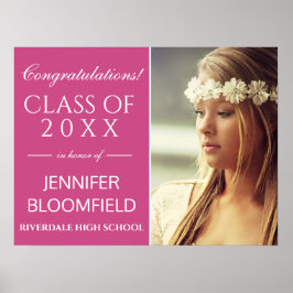 Modern Rosa White Photo Studenten CLASS AV 2023 Poster