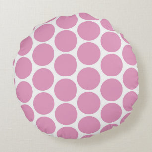 MODERN ROSA, WHITE POLKA DOTS RUND KUDDE