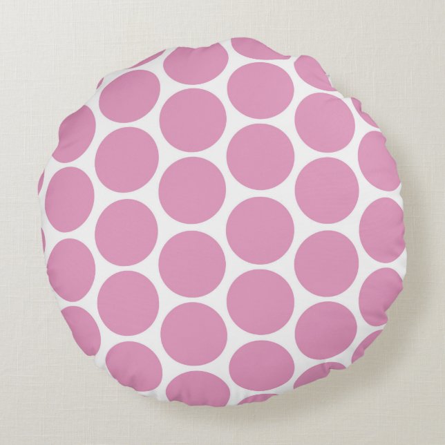 MODERN ROSA, WHITE POLKA DOTS RUND KUDDE (Baksidan)